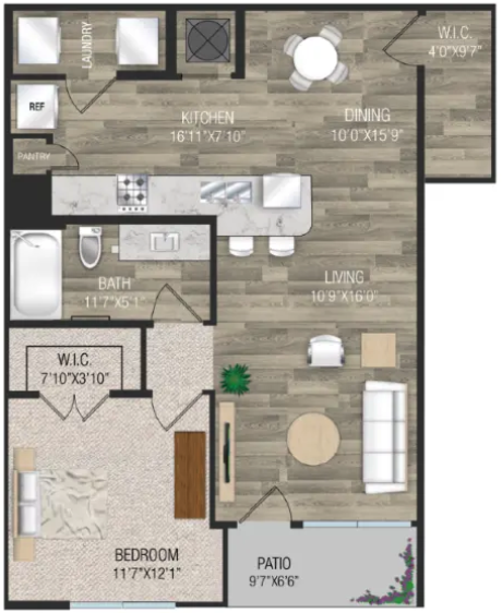 One bedroom floor plan